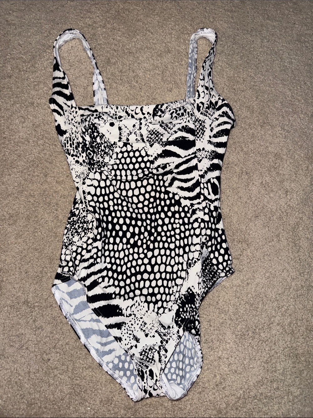 Calvin Klein Black & White Animal Print One-Piece Swimsuit